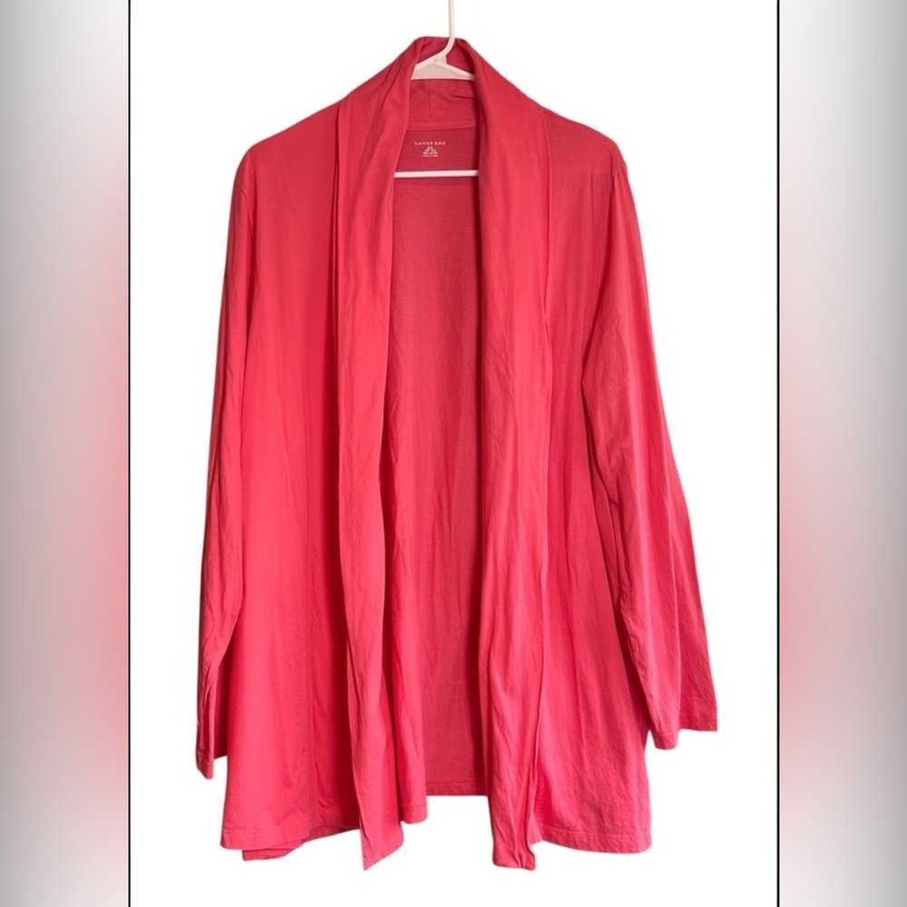 Lands’ End Women’s Open Front Cardigan Pink Size 2X